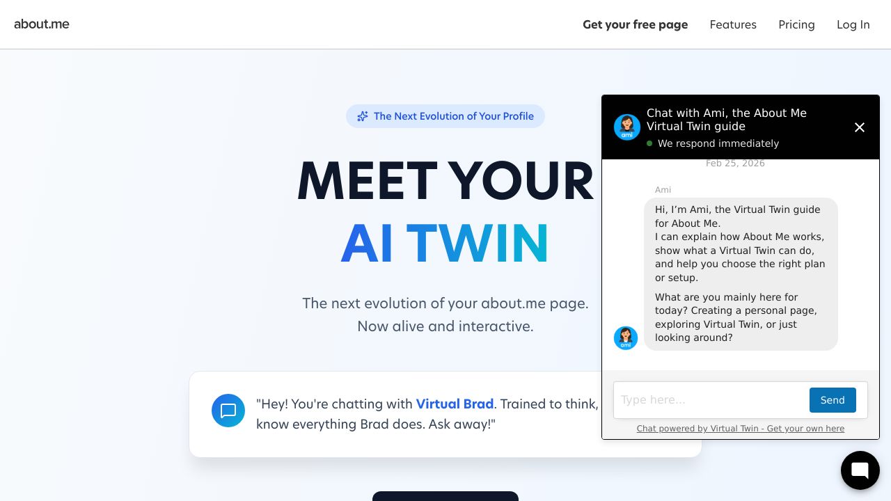 Screenshot of About.me homepage