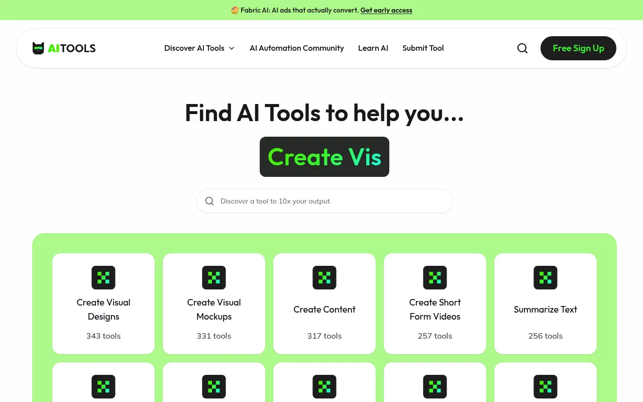 Screenshot of AiTools homepage