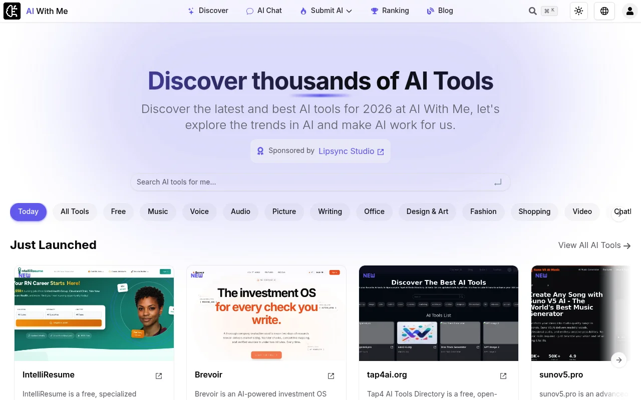 Screenshot of aiwith.me homepage