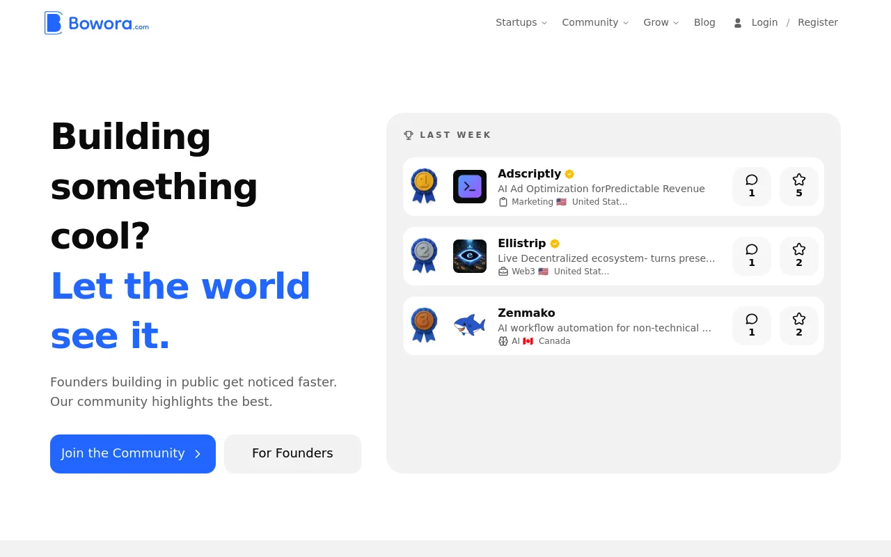 Screenshot of Best of Web homepage