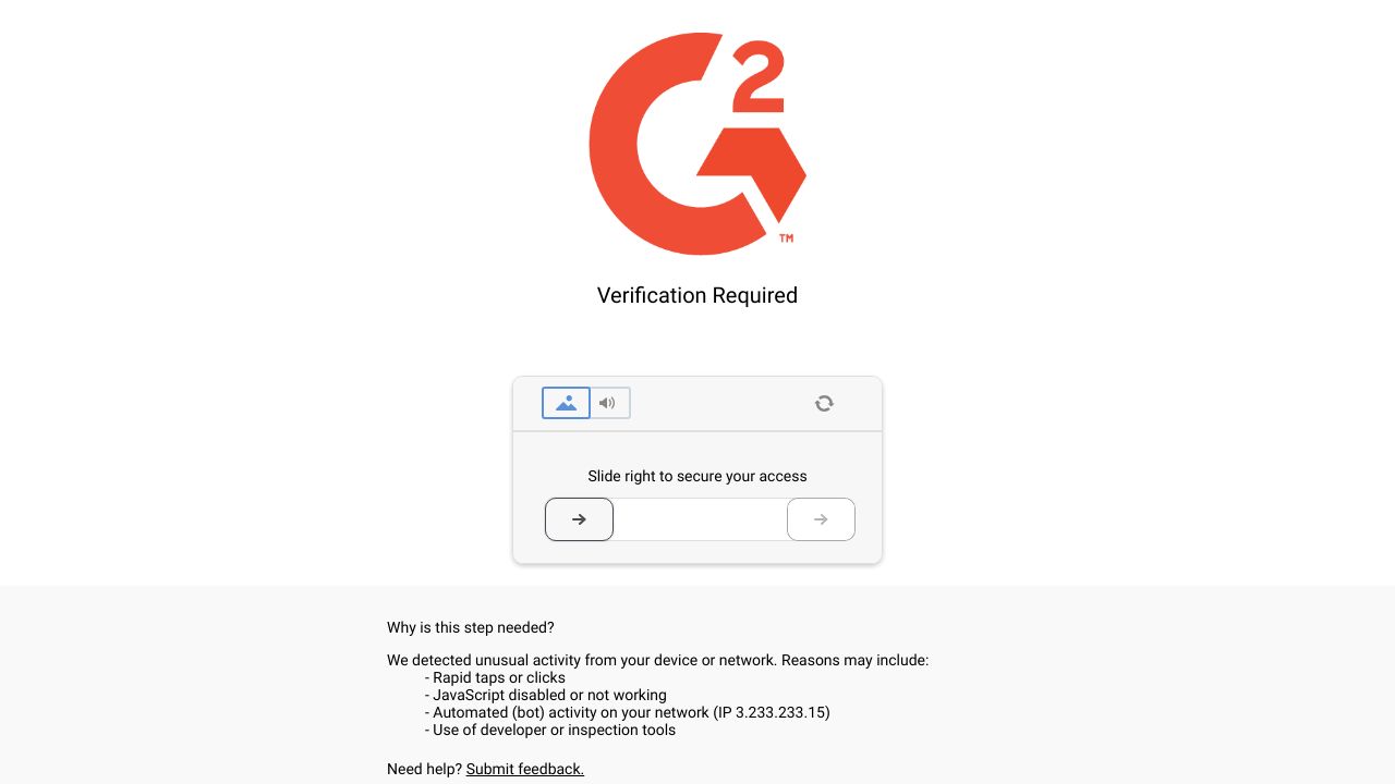 Screenshot of G2 homepage