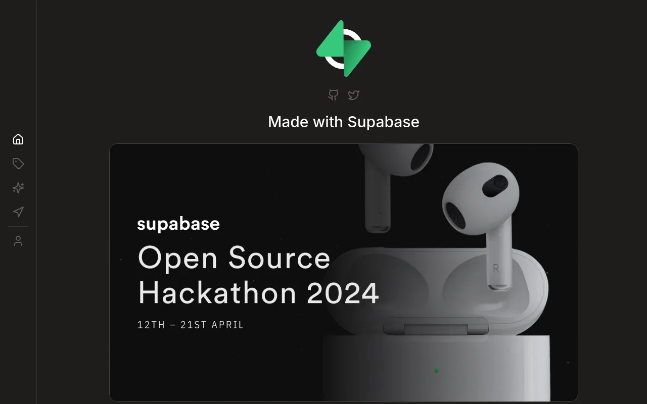 Screenshot of Made with Supabase homepage